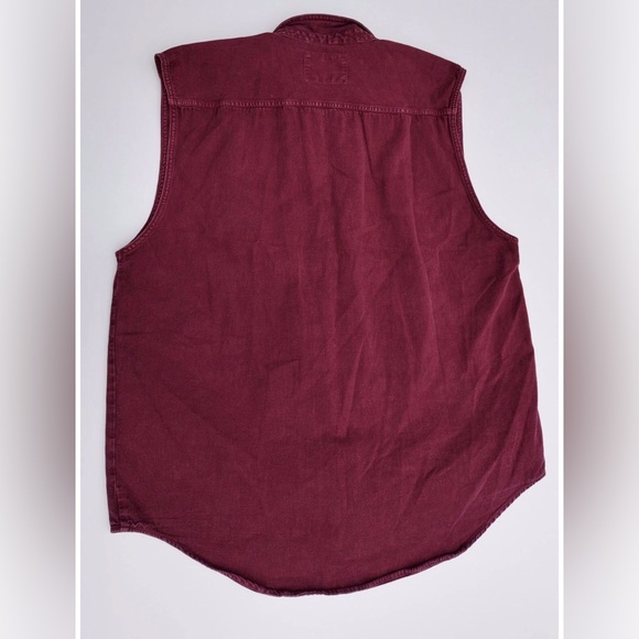Prolen Men’s XL Red Cotton Denim Vest Sleeveless Frayed 90s Grunge Vintage Retro - Picture 6 of 16